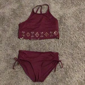 Used maroon justice bikini bathing suit